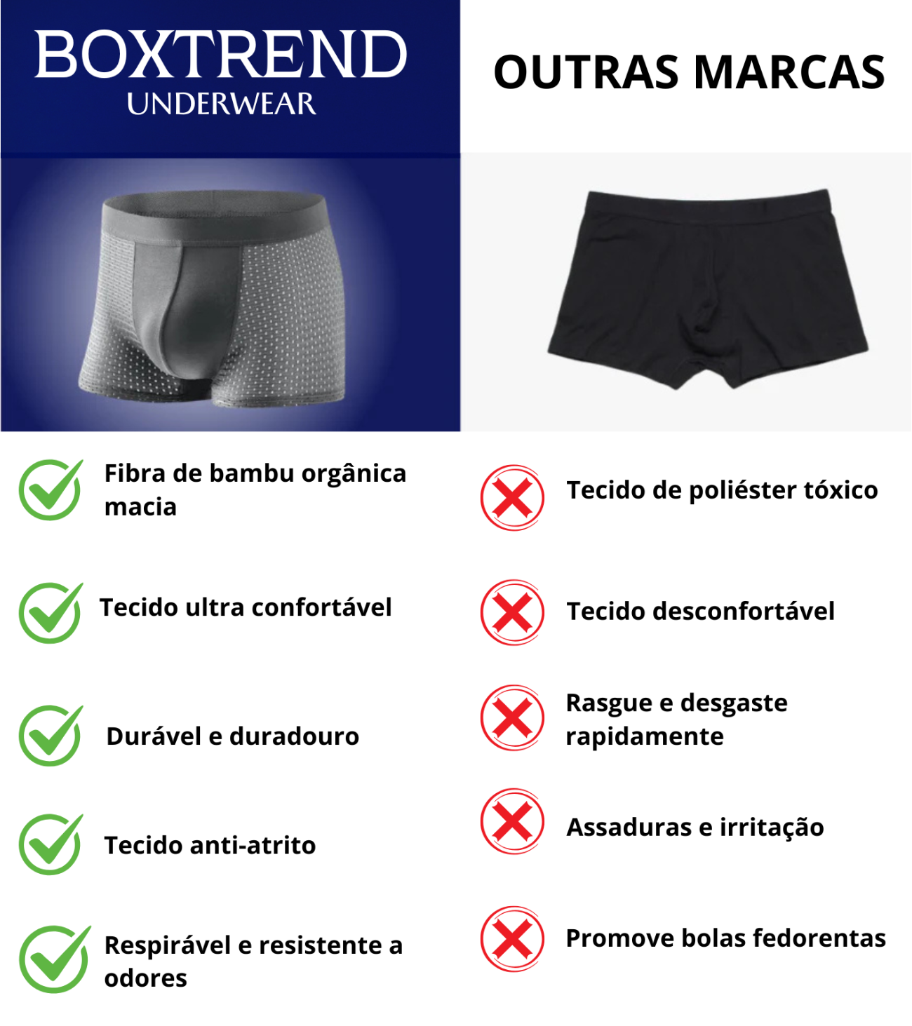 Cueca Boxer BOXTREND HERO de Fibra de Bambu